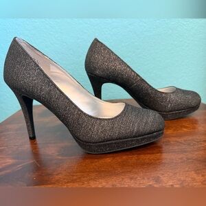 Women’s FIONI NIGHT Dark Gray Sparkle Heels Size 9
